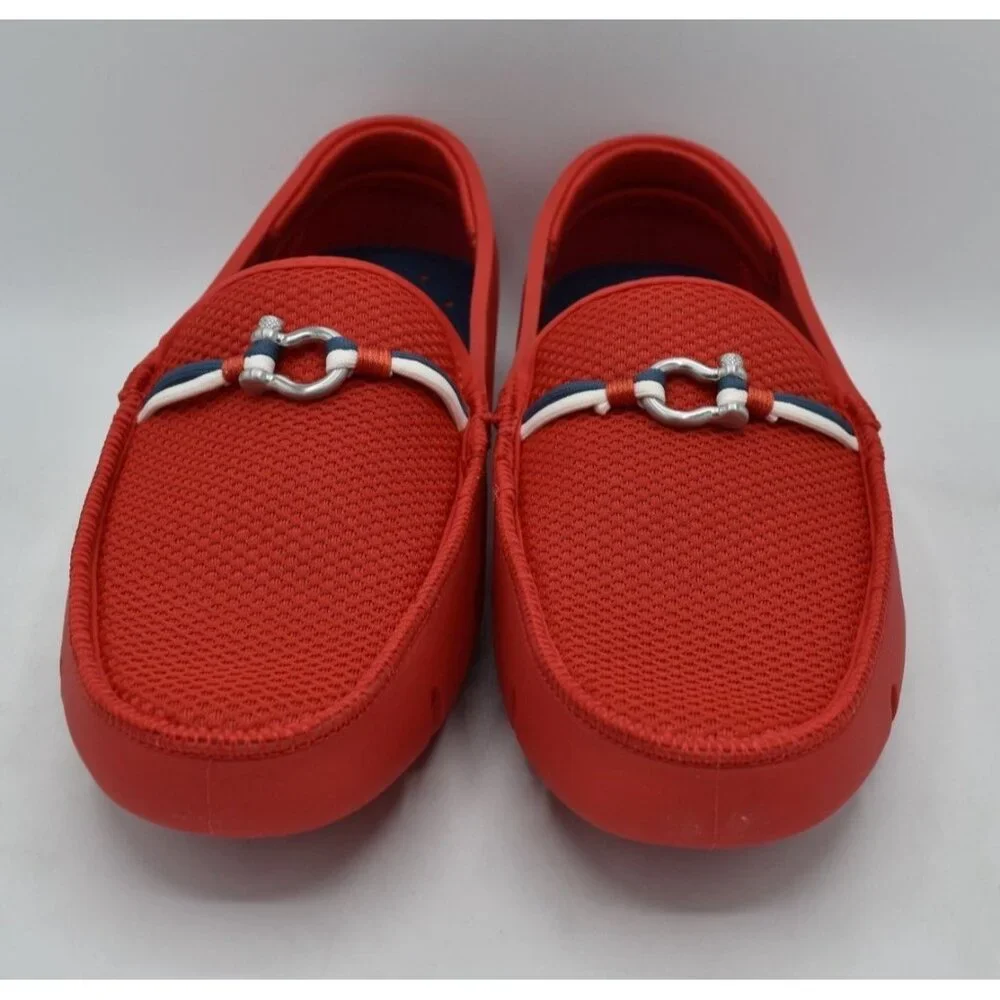 SWIMS Mens Size 9.5 Riva Red Slip On Loafers Shoes‎